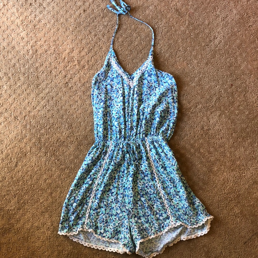 Floral halter top romper